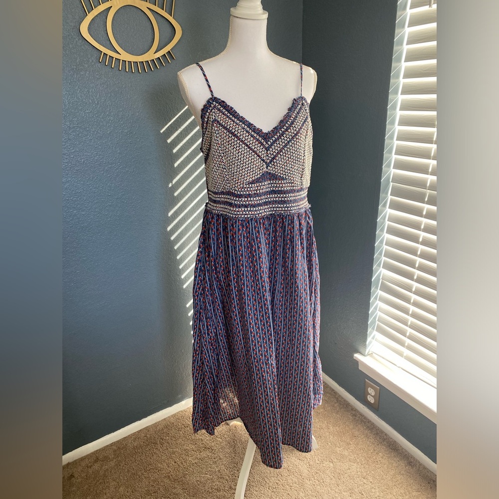 Old Navy Blue Floral Sleeveless Midi Dress